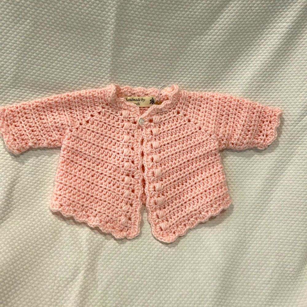 Handmade Crochet Baby Sweater with Puffs